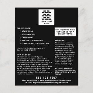 Construction Company Add Your Logo Black Flyer