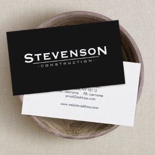 Construction Company Black Business Card