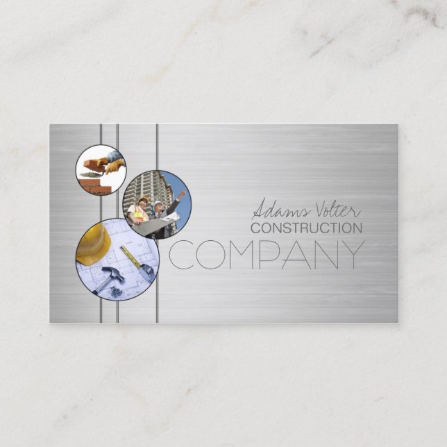 Construction Company Builders Metal Design Card (Front)