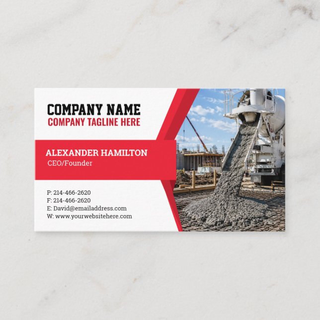 Construction company Business Card (Concrete) (Front)