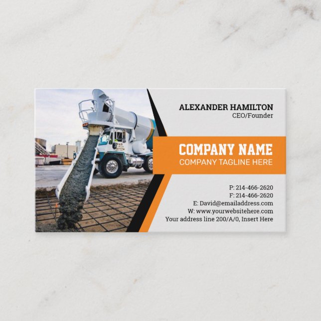 Construction company Business Card (Concrete) (Front)