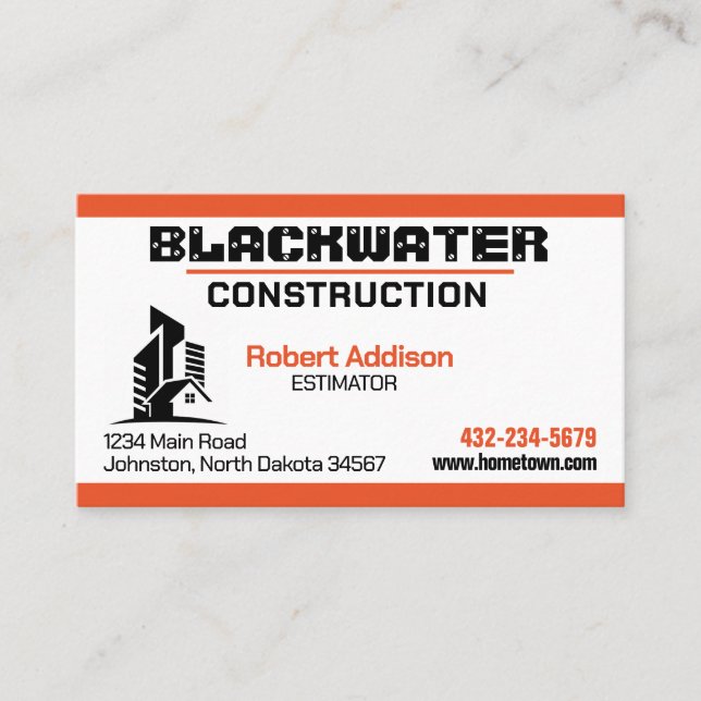 Construction Company Commercial and Residential Business Card (Front)