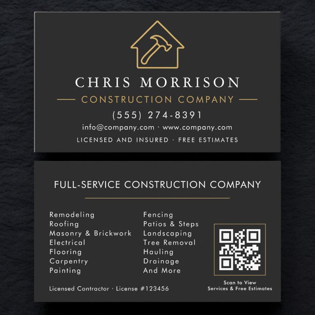 Construction Company QR Code  Business Card (Creator Uploaded)