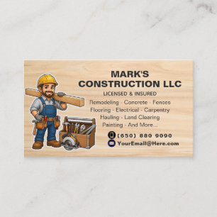 Construction Company Tool Man Contractor Business Card