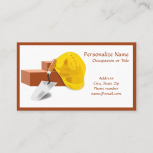 Construction Concrete Masonry Hat & Brick Business Card