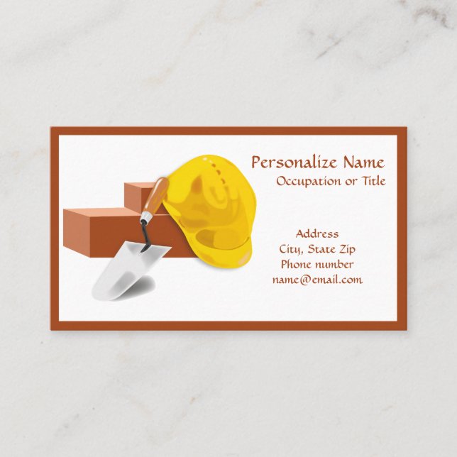 Construction Concrete Masonry Hat & Brick Business Card (Front)