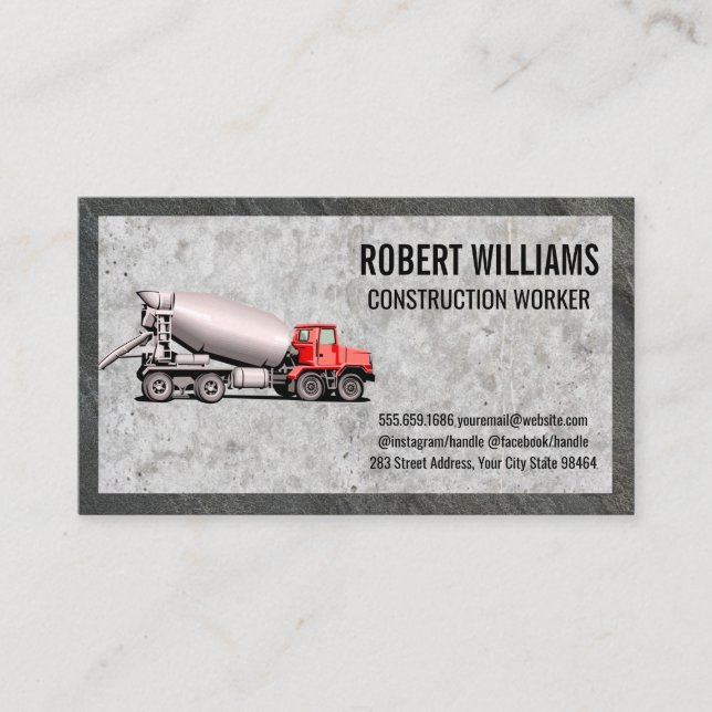 Construction | Concrete Mixing Truck Illustration Appointment Card (Front)