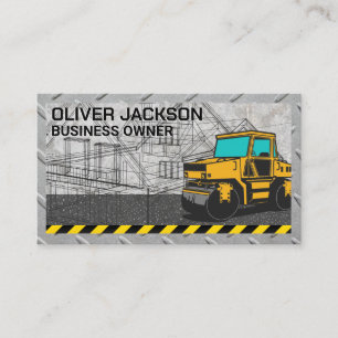 Construction   Concrete    Road Roller Blue Print Business Card