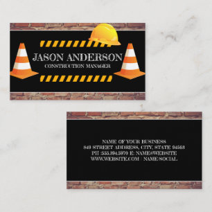 Construction Cones Hardhat Brickwall Business Card