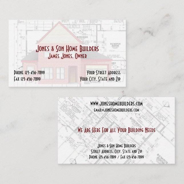 Construction Contactor Architect Business Card (Front/Back)