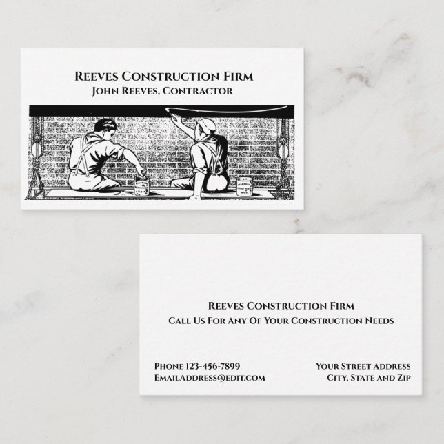 Construction Contractor Architect Business Card (Front/Back)