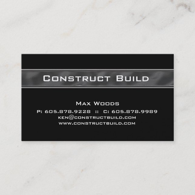 Construction Contractor Business Card Metal 12 (Front)