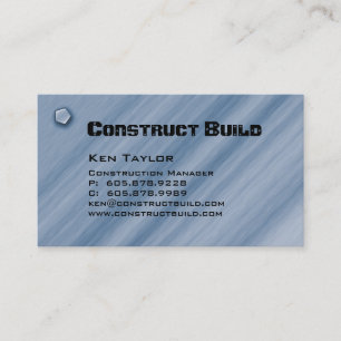 Construction Contractor Business Card Metal Blue