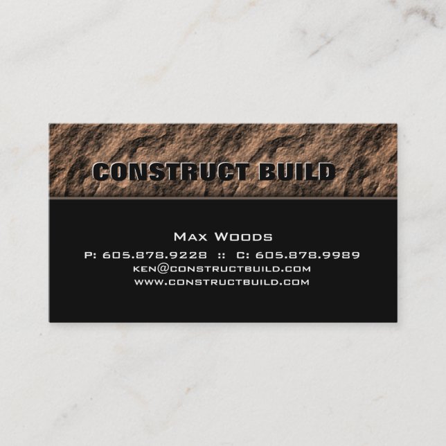 Construction Contractor Business Card Rock Beige (Front)
