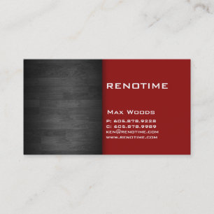 Construction Contractor Business Card Wood Red