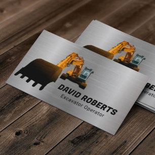 Construction Contractor Excavator Operator Metal Business Card