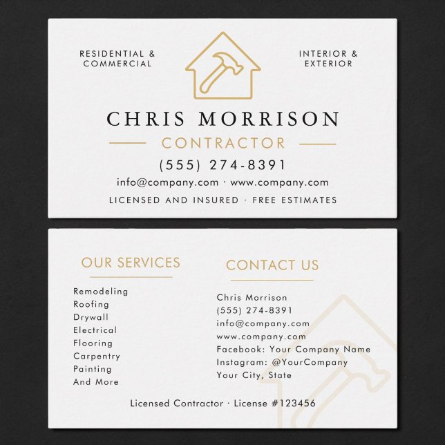 Construction Contractor Professional Business Card (Creator Uploaded)