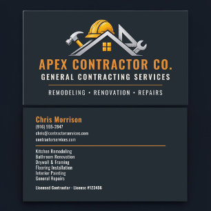 Construction Contractor Professional Services Business Card