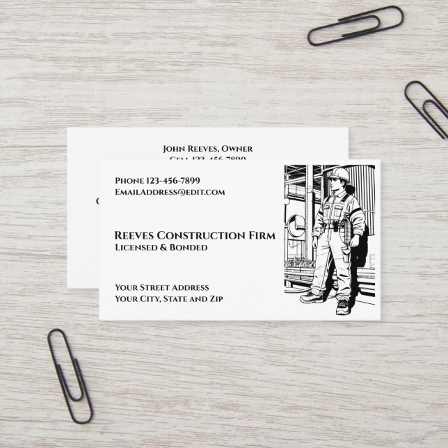Construction Contractor Roofer Business Cards (Front/Back In Situ)