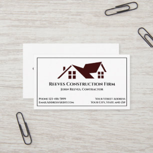 Construction Contractor Roofer Business Cards