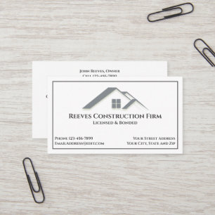 Construction Contractor Roofer Business Cards