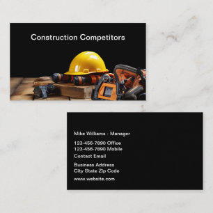 Construction Contractors Modern Business Cards