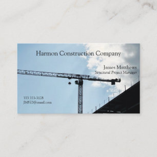 Construction crane and sky business card