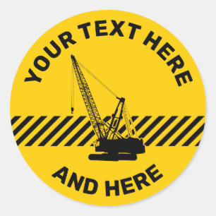 Construction Crane Classic Round Sticker