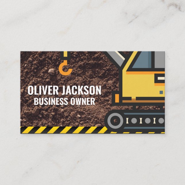 Construction | Crane | Dirt Business Card (Front)