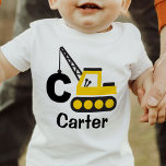 Construction Crane Kid Boy Personalised T-Shirt<br><div class="desc">This cute construction crane t-shirt is perfect for any boy or kid who loves construction trucks. Personalise it by adding your own initial and name.</div>