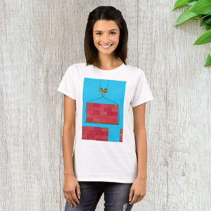 Construction Crane Lifting Brick Wall  T-Shirt