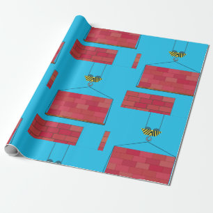 Construction Crane Lifting Brick Wall  Wrapping Paper