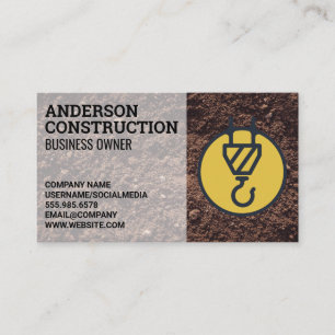 Construction Crane Logo   Dirt Business Card