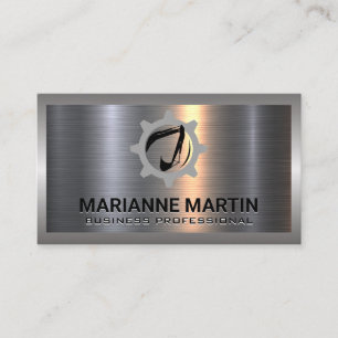 Construction Crane Metal Aluminium Silver Brushe Business Card