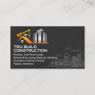 Construction Crane Site   Residential Commercial Business Card