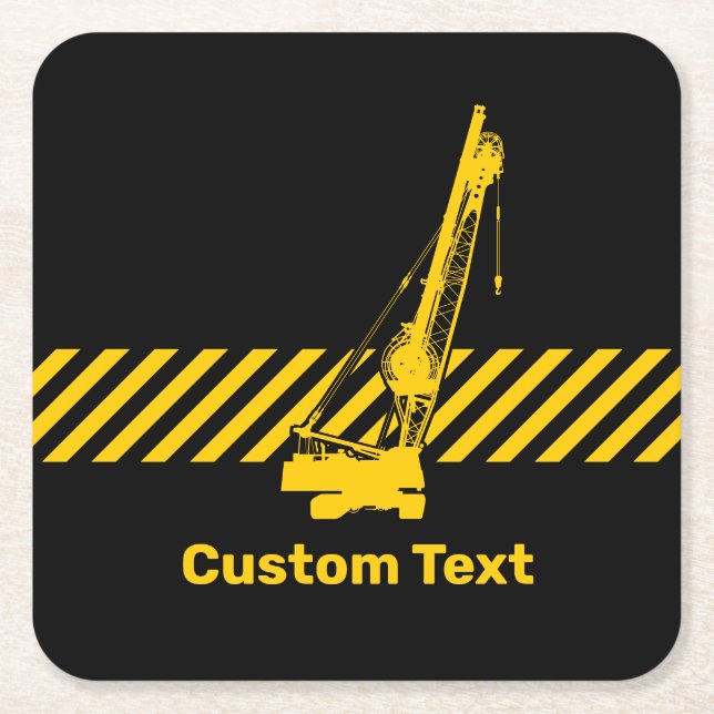 Construction Crane Square Paper Coaster (Front)