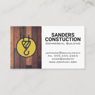 Construction Crane   Wooden Boards Business Card