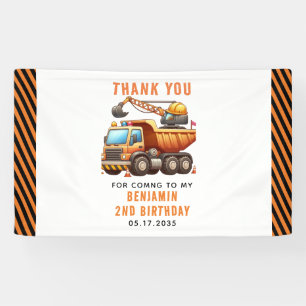 Construction Crew Dump Truck 2nd Birthday Banner