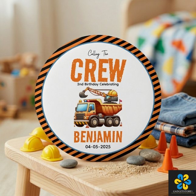 Construction Crew Dump Truck Boy 2nd Birthday 3 Cm Round Badge (Construction Crew Dump Truck Boy 2nd Birthday Button
)