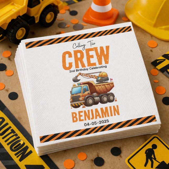 Construction Crew Dump Truck Boy 2nd Birthday Napkin (Construction Crew Dump Truck Boy 2nd Birthday Napkins
)