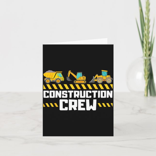 Construction Crew Worker Excavator Boys Girls Kids Card (Front)