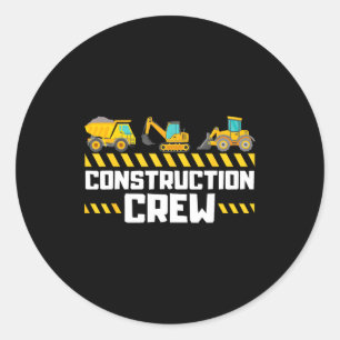 Construction Crew Worker Excavator Boys Girls Kids Classic Round Sticker