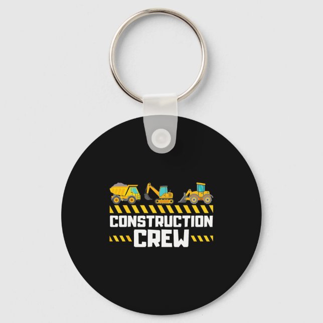 Construction Crew Worker Excavator Boys Girls Kids Key Ring (Front)