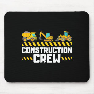 Construction Crew Worker Excavator Boys Girls Kids Mouse Mat