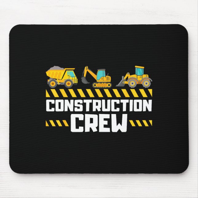 Construction Crew Worker Excavator Boys Girls Kids Mouse Mat (Front)