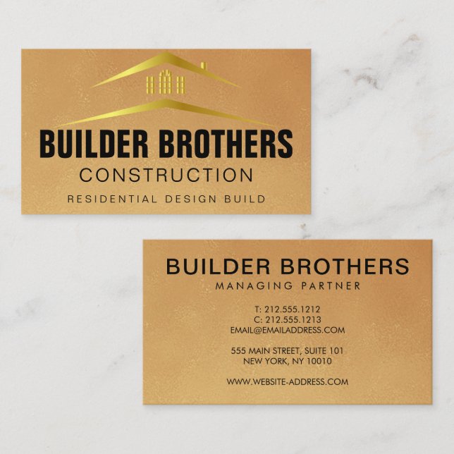 Construction Custom Gold Logo Professional Metal  Business Card (Front/Back)