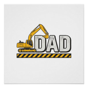 Construction Dad Excavator Vintage Shirt Design_1 Poster