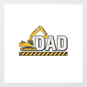 Construction Dad Excavator Vintage Shirt Design_1 Window Cling
