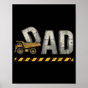 Construction dad father's day father retro vintage poster