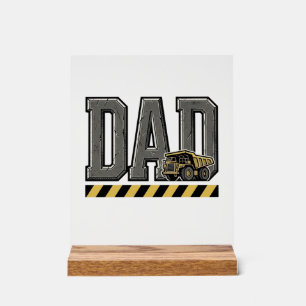 Construction Dad Vintage Engraving T-Shirt Design_ Acrylic Sign